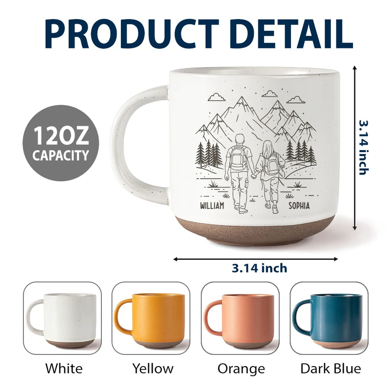 Gift For Couples,Old Couples,Gift For Husband,Gift For Wife,Gift For Boyfriend,Gift For Girlfriend,Happy - Adventure Partners For Life - Personalized Pottery Mug