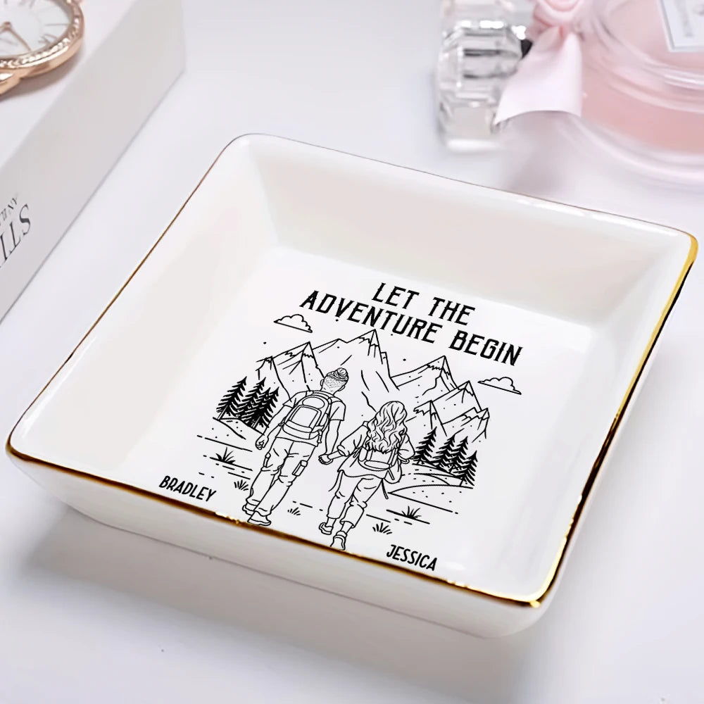 Gift For Couples,Gift For Husband,Old Couples,Gift For Wife,Gift For Boyfriend,Gift For Girlfriend,LGBT,Love  - Adventure Partners For Life - Personalized Ring Dish