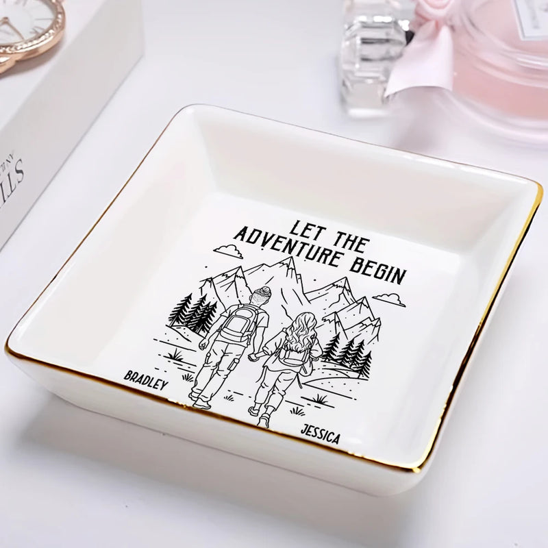 Gift For Couples,Gift For Husband,Old Couples,Gift For Wife,Gift For Boyfriend,Gift For Girlfriend,LGBT,Love  - Adventure Partners For Life - Personalized Ring Dish