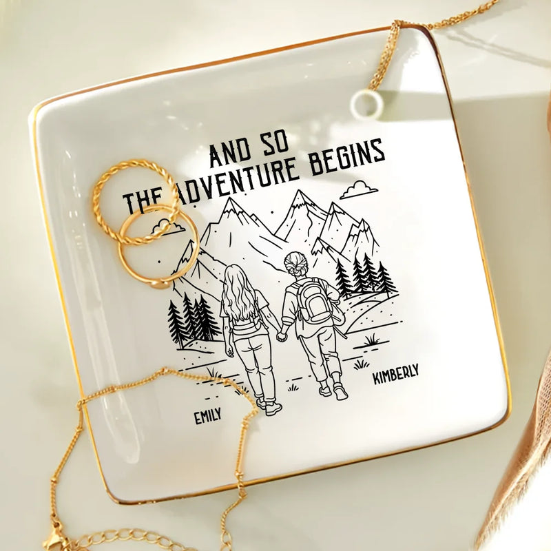 Gift For Couples,Gift For Husband,Old Couples,Gift For Wife,Gift For Boyfriend,Gift For Girlfriend,LGBT,Love  - Adventure Partners For Life - Personalized Ring Dish