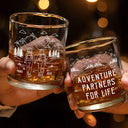 Gift For Couples,Old Couples,Gift For Husband,Gift For Wife,Gift For Boyfriend,Gift For Girlfriend,Happy - Adventure Partners For Life - Personalized Whiskey Glass