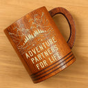 Gift For Couples,Old Couples,Gift For Husband,Gift For Wife,Gift For Boyfriend,Gift For Girlfriend,Happy - Adventure Partners For Life - Personalized Wooden Mug