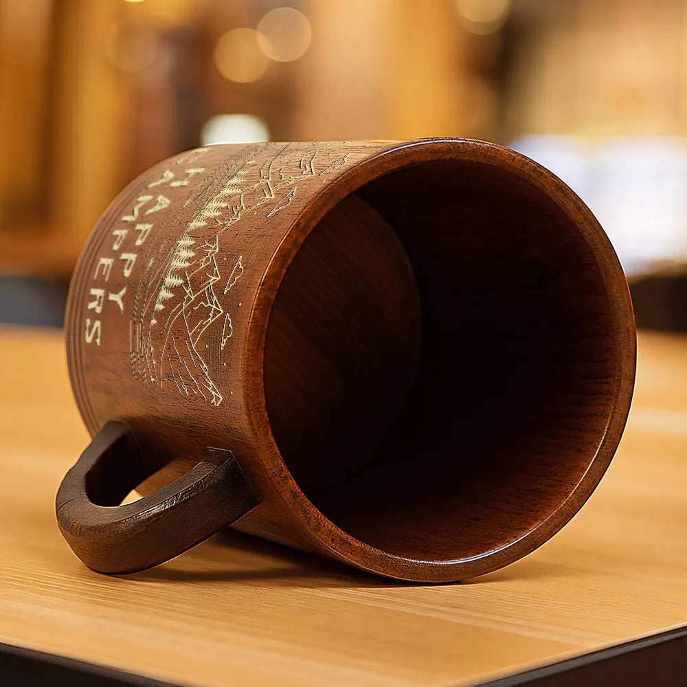 Gift For Couples,Old Couples,Gift For Husband,Gift For Wife,Gift For Boyfriend,Gift For Girlfriend,Happy - Adventure Partners For Life - Personalized Wooden Mug