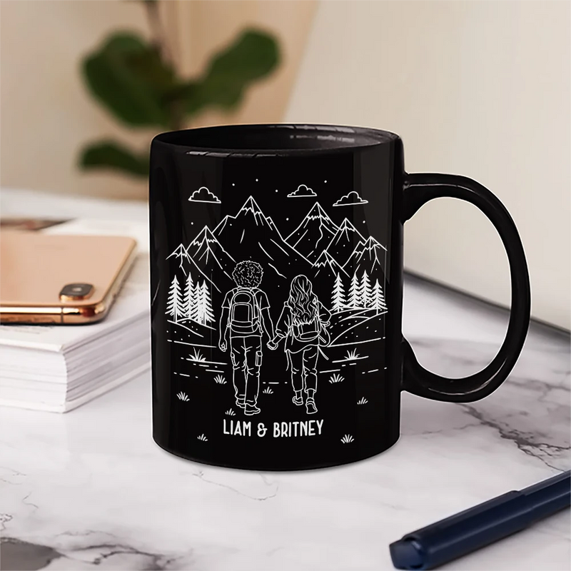 Gift For Couples,Gift For Husband,Old Couples,Gift For Wife,Gift For Boyfriend,Gift For Girlfriend,LGBT,Love - Adventure Partners For Life Couple Line Art - Personalized Mug