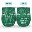 Gift For Couples,Gift For Husband,Old Couples,Gift For Wife,Gift For Boyfriend,Gift For Girlfriend,LGBT,Love - Adventure Partners For Life Couple Line Art - Personalized Wine Tumbler