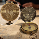 Camping,Campsite,Happy,Gift For Couples,Gift For Husband,Gift For Wife,Gift For Boyfriend,Gift For Girlfriend - Adventure Partners For Life Sketch - Personalized Engraved Brass Compass