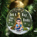 Gift For Yourself, Gift For Women, Gift For Men, Reading, Funny, Christmas - All Booked For Christmas - Personalized Circle Glass Ornament