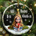 Gift For Yourself, Gift For Women, Gift For Men, Reading, Funny, Christmas - All Booked For Christmas - Personalized Circle Glass Ornament