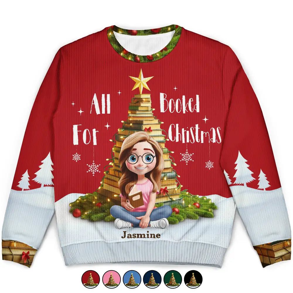 All Booked For Christmas - Personalized Unisex Ugly Sweater