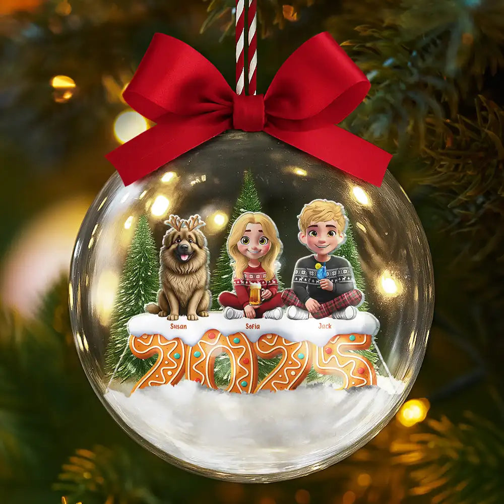Christmas, Family, Love - All Family 3D Effect - Personalized 3D Acrylic Ball Ornament