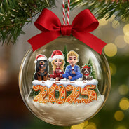 Christmas, Family, Love - All Family 3D Effect - Personalized 3D Acrylic Ball Ornament