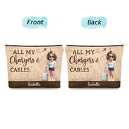 Gift For Yourself,Gift For Women,Gift For Men,Travel,Happy - All My Charging Sh*t - Personalized Cosmetic Bag