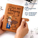 Gift For Yourself, Gift For Women, Gift For Men, Travel, Happy - All My Charging Stuff - Personalized Leather Cable Bag