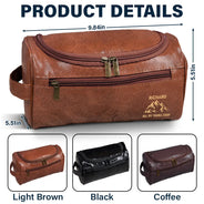Gift For Men,Travel,Cruising,Happy,Icon - All My Cruise Crap Monogram - Personalized Leather Toiletry Bag