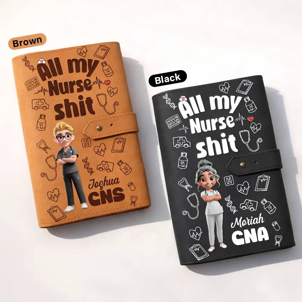 Nurse,Gift For Yourself,Gift For Women,Gift For Men,Happy - All My Nurse Sh*t - Personalized Leather Cable Bag