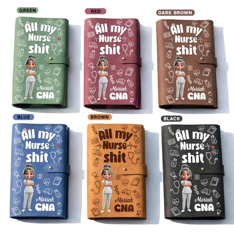 Nurse,Gift For Yourself,Gift For Women,Gift For Men,Happy - All My Nurse Sh*t - Personalized Leather Cable Bag