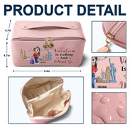 Travel,Gift For Yourself,Gift For Women,Happy - All My Travel Crap - Personalized Leather Makeup Bag