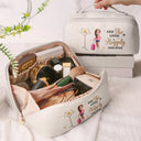 Travel,Gift For Yourself,Gift For Women,Happy - All My Travel Crap - Personalized Leather Makeup Bag