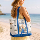 Travel,Gift For Yourself,Gift For Women,Vector,Happy - All My Travel Crap - Personalized Fabric Tote Bag