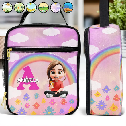 Alphabet Name 3D Effect Kid - Personalized Kids Lunch Bag