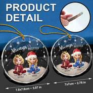 Gift For Bestie, Happy, Christmas - Always Besties 3D Effect - Personalized Circle Glass Ornament