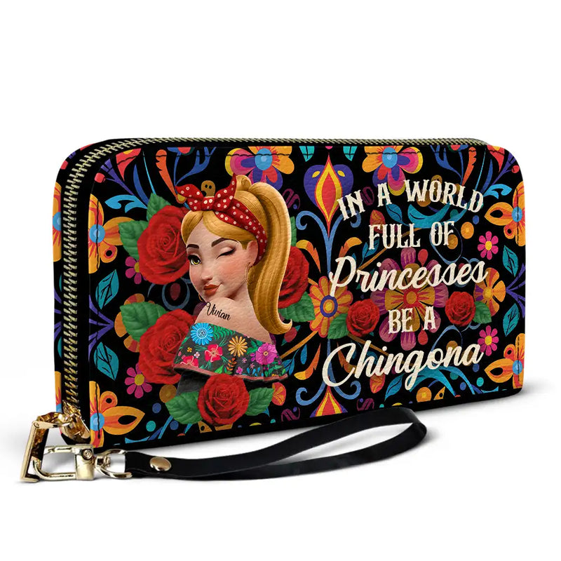 Gift For Bestie, Gift For Sisters, Gift For Yourself, Gift For Women, Happy, Hispanic - Always Chingona Sometimes Cabrona But Never Pendeja Hispanic - Personalized Leather Long Wallet