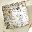 Gift For Mother,Mom - Children,Long Distance,Happy - Always Under The Same Sky Toile Pattern - Personalized Ring Dish