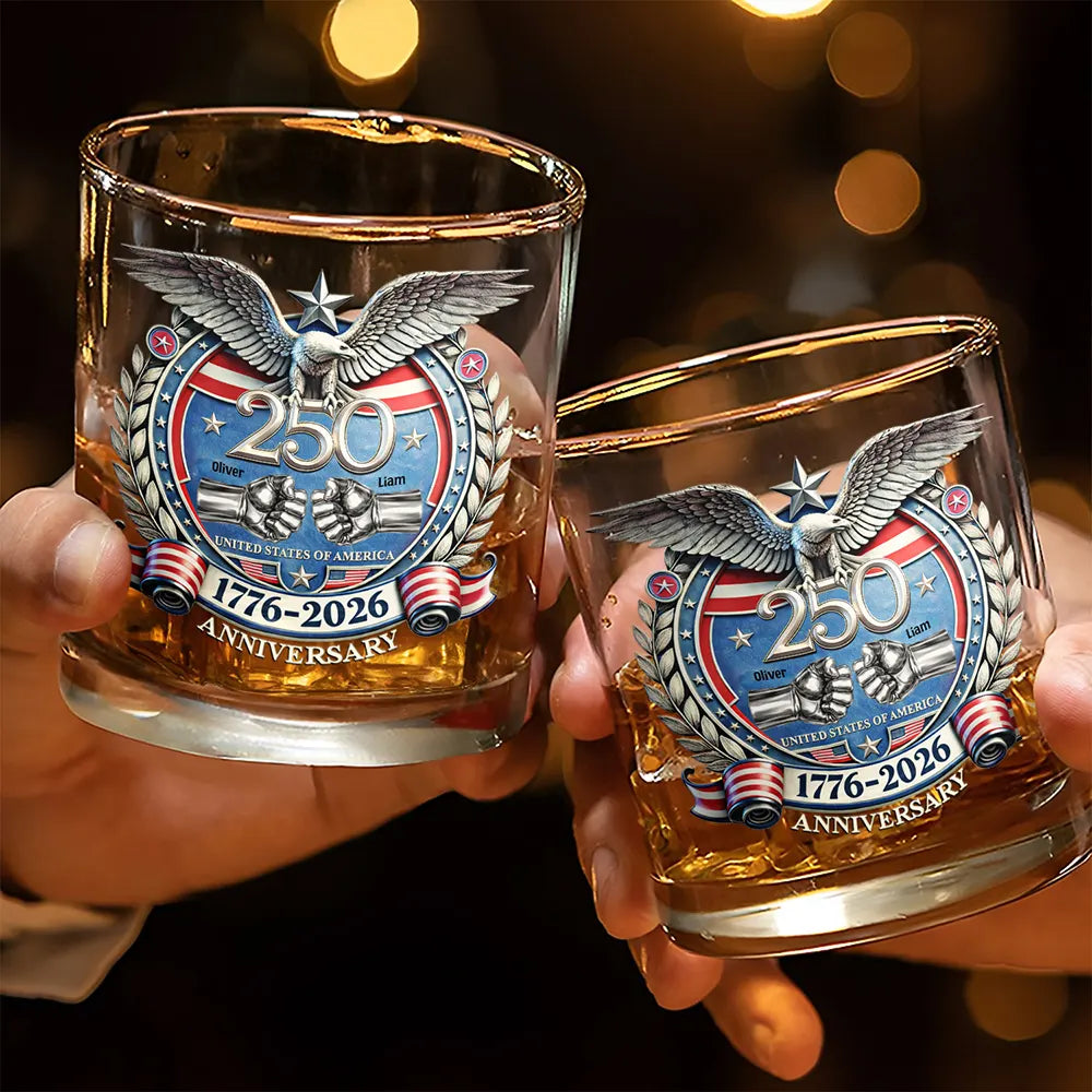 Gift For Brothers,Happy,America 250th,Independence Day - America 250 Anniversary Brother Hand Punch - Personalized Whiskey Glass