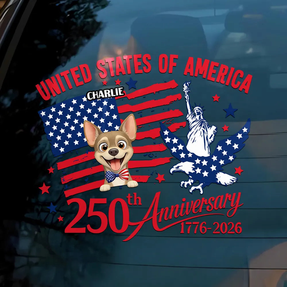 Pet Lovers,Happy,America 250th,Independence Day - America 250 Anniversary Dog Cat Lover - Personalized Decor Decal