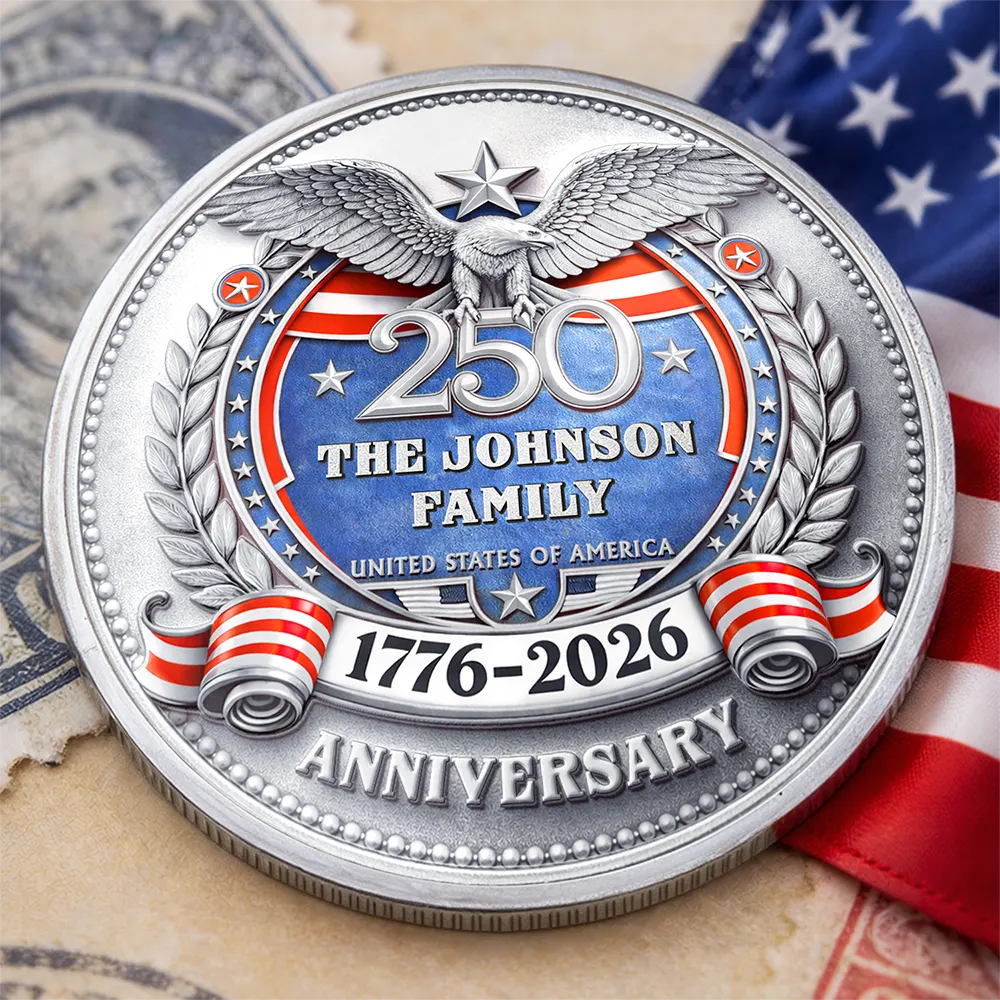 America 250 Anniversary Family Name - Personalized Commemorative Keepsake Coin