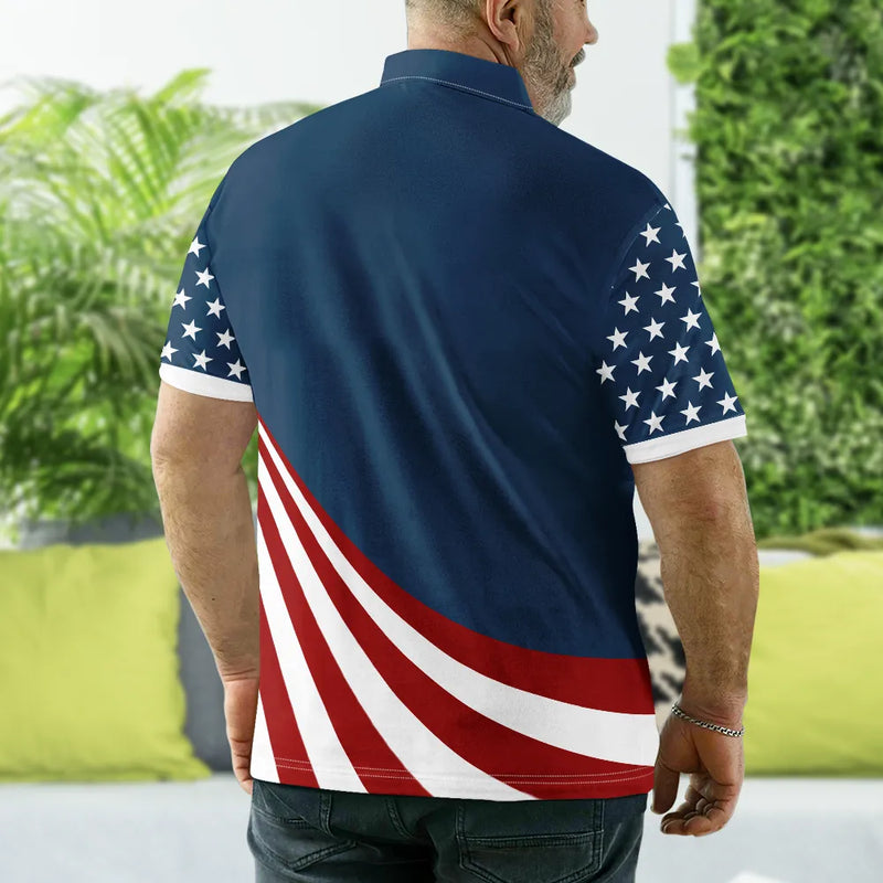 Gift For Husband,Gift For Yourself,Gift For Men,Gift For Father,Gift For Grandpa,Independence Day,America 250th,Love - America 250 Anniversary Grandpa Dad Kids Handprints - Personalized Polo Shirt