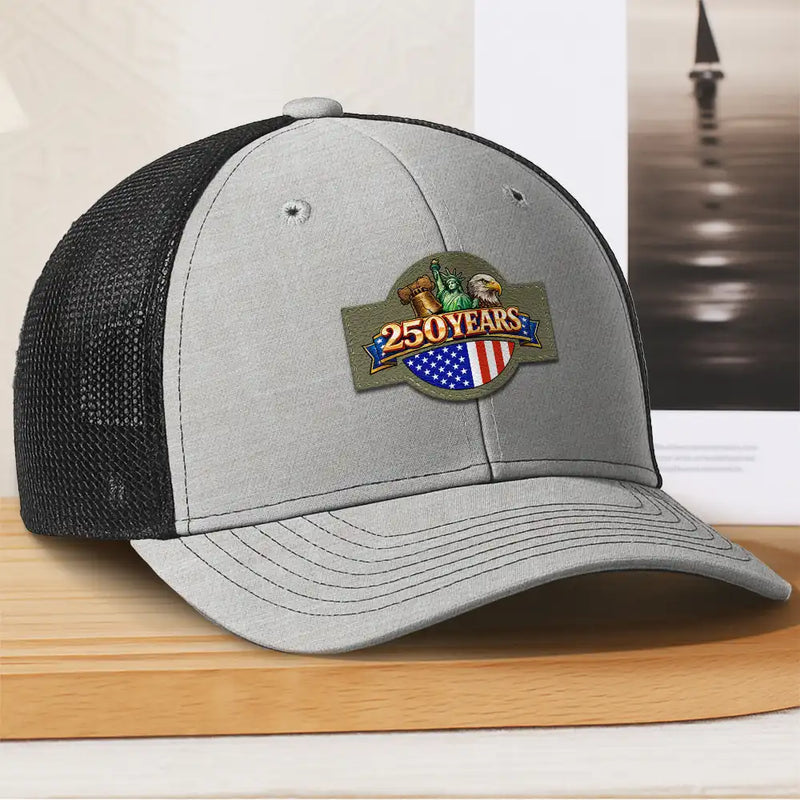 Gift For Yourself,Gift For Women,Gift For Men,Independence Day,America 250th,No Custom,Happy - America 250 Years Anniversary USA Symbols - Leather Patch Hat