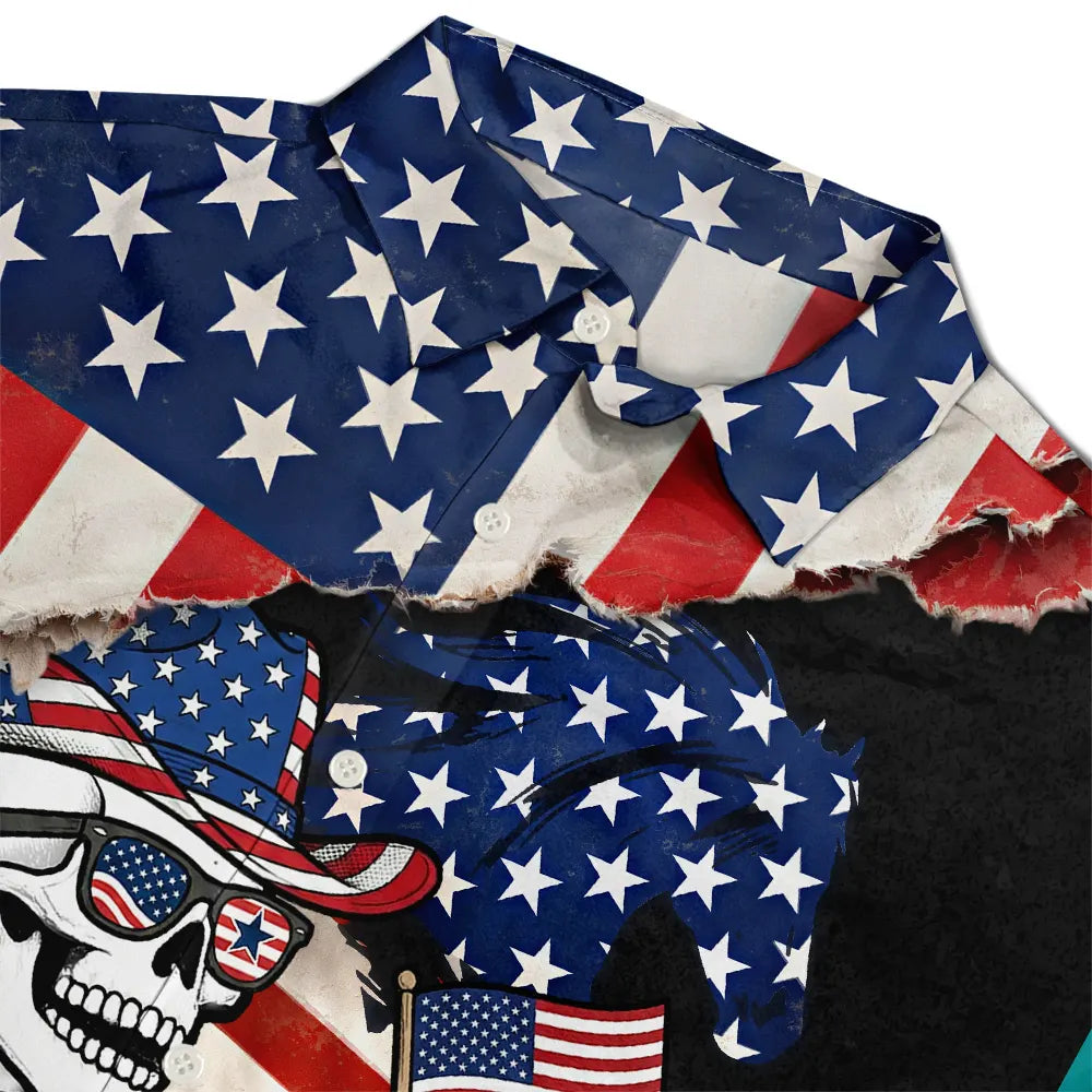 Gift For Yourself, Gift For Women, Gift For Men, Independence Day, America 250th, Happy, No Custom - America 250 Years Cowboy Skeleton - Hawaiian Shirt
