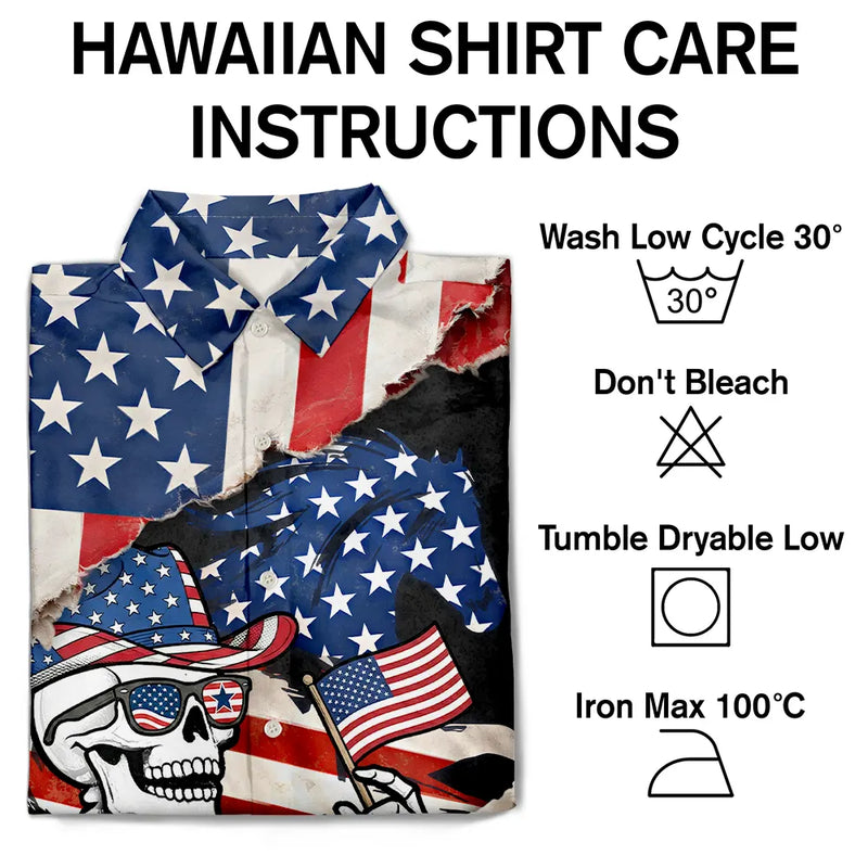 Gift For Yourself, Gift For Women, Gift For Men, Independence Day, America 250th, Happy, No Custom - America 250 Years Cowboy Skeleton - Hawaiian Shirt