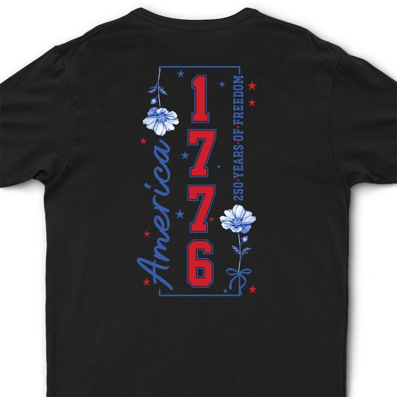 Gift For Yourself,Gift For Women,Happy,Independence Day,America 250th - America 250 Years Of Freedom Birth Flower - Personalized T Shirt
