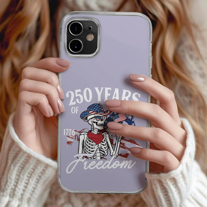 Gift For Yourself,Gift For Women,Gift For Men,Independence Day,America 250th,Happy,No Custom - America 250 Years Of Freedom Cowboy Skeleton - Clear Phone Case