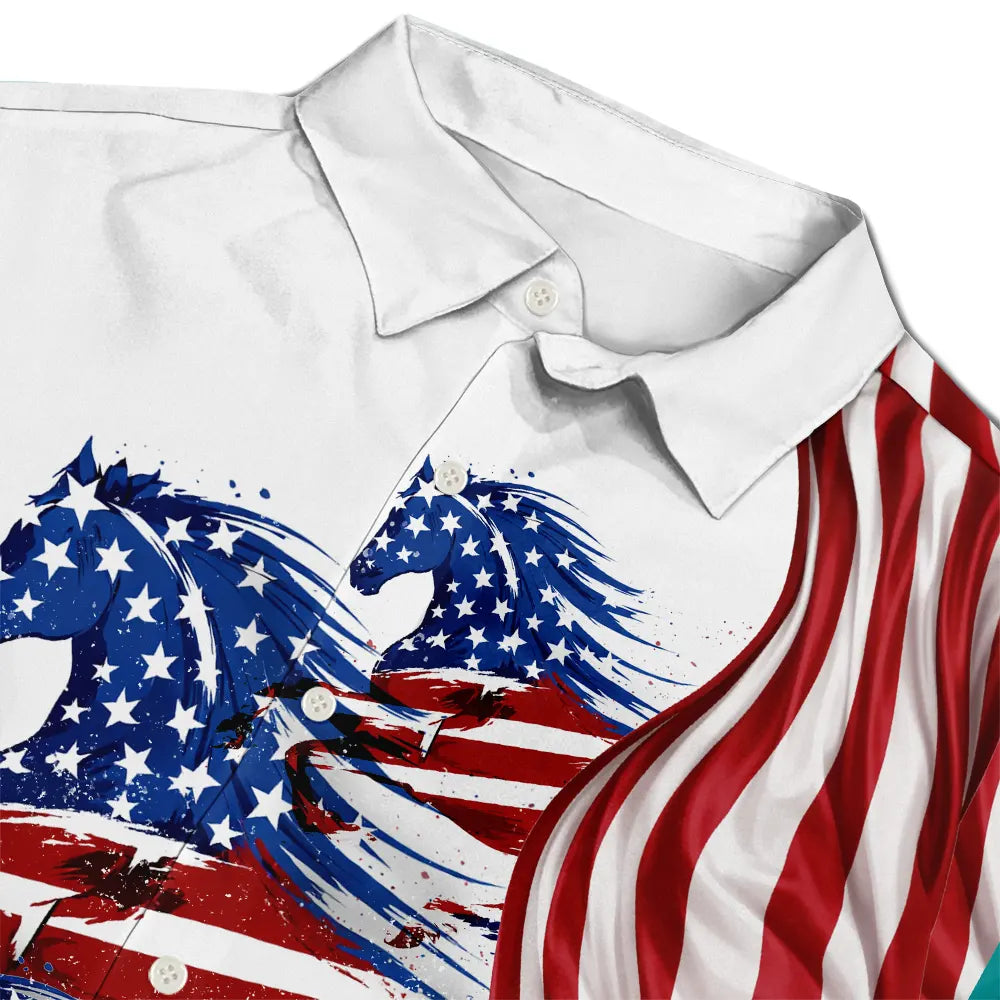 Gift For Yourself,Gift For Women,Gift For Men,Independence Day,America 250th,Happy,No Custom - America 250 Years Of Freedom Cowboy Skeleton With Horses - Hawaiian Shirt