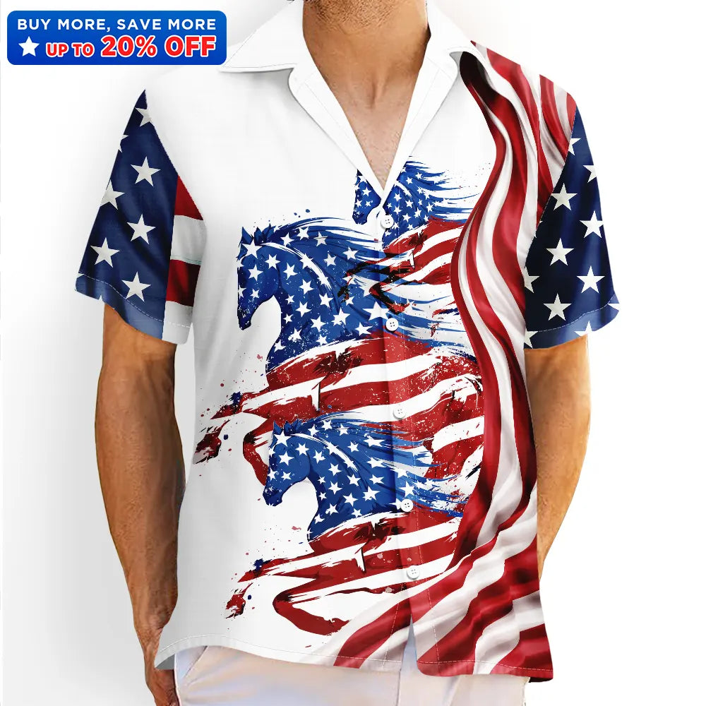 America 250 Years Of Freedom Cowboy Skeleton With Horses - Hawaiian Shirt
