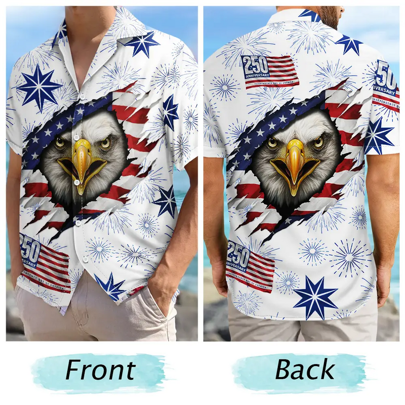 Gift For Yourself,Gift For Women,Gift For Men,Independence Day,America 250th,Happy,No Custom - America 250 Years Patriotic Eagle Breaks Free - Hawaiian Shirt