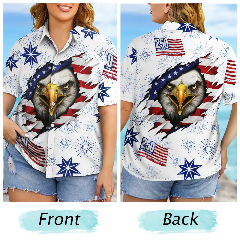 Gift For Yourself,Gift For Women,Gift For Men,Independence Day,America 250th,Happy,No Custom - America 250 Years Patriotic Eagle Breaks Free - Hawaiian Shirt