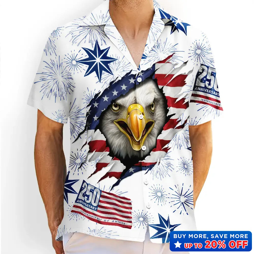 America 250 Years Patriotic Eagle Breaks Free - Hawaiian Shirt