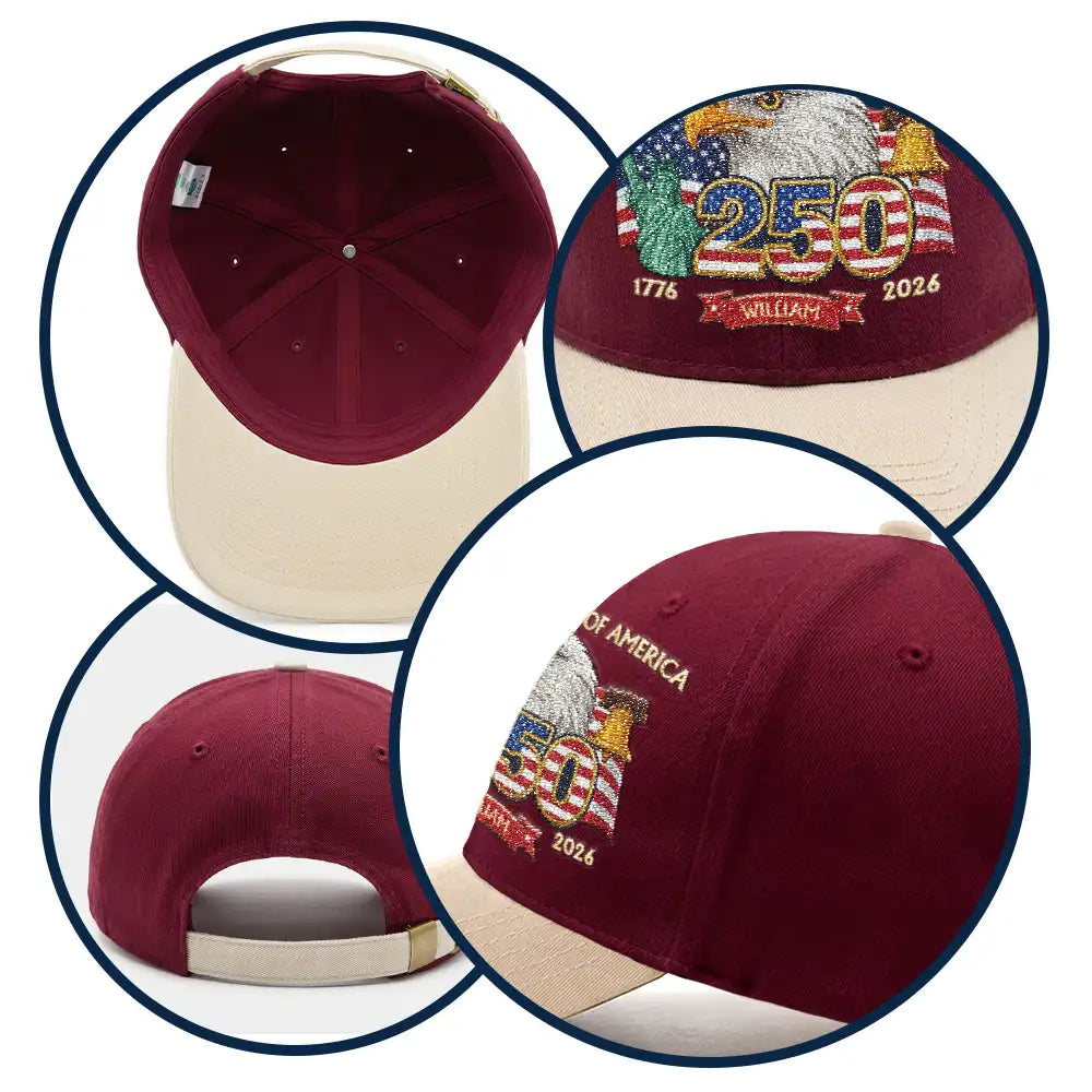 America 250th, Independence Day, Gift For Yourself, Proud, Custom Text - America 250th Anniversary - Personalized Embroidered Two Tone Cap