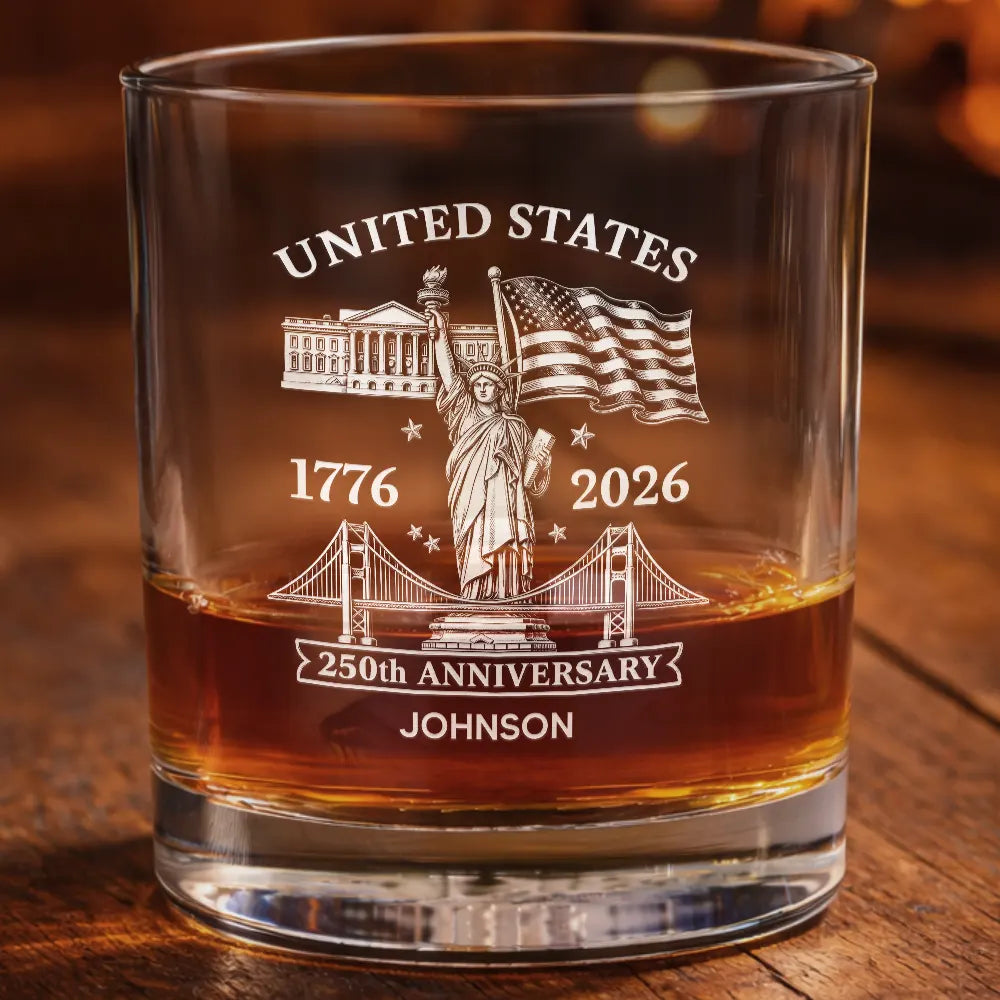 America 250th Anniversary - Personalized Whiskey Glass