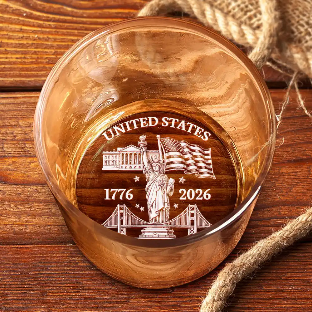 America 250th,Independence Day,Gift For Men,Gift For Yourself,Proud,Custom Text - America 250th Anniversary - Personalized Whiskey Glass