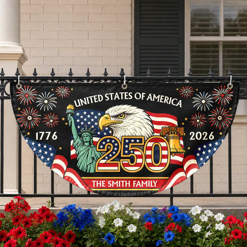Independence Day,America 250th,Family,Gift For Sibling,Gift For Grandparents,Parents,Gift For Yourself,Proud - America 250th Anniversary Family - Personalized Non-Pleated Fan Flag