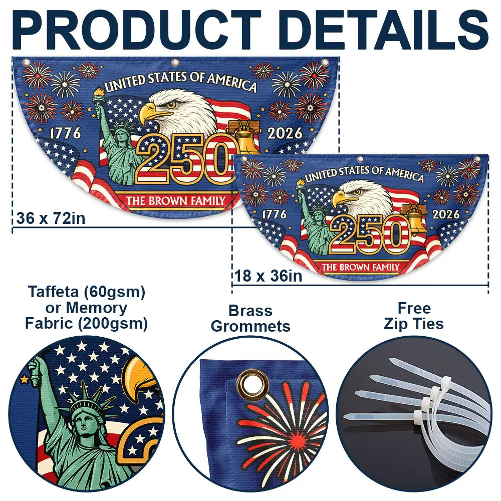 Independence Day,America 250th,Family,Gift For Sibling,Gift For Grandparents,Parents,Gift For Yourself,Proud - America 250th Anniversary Family - Personalized Non-Pleated Fan Flag