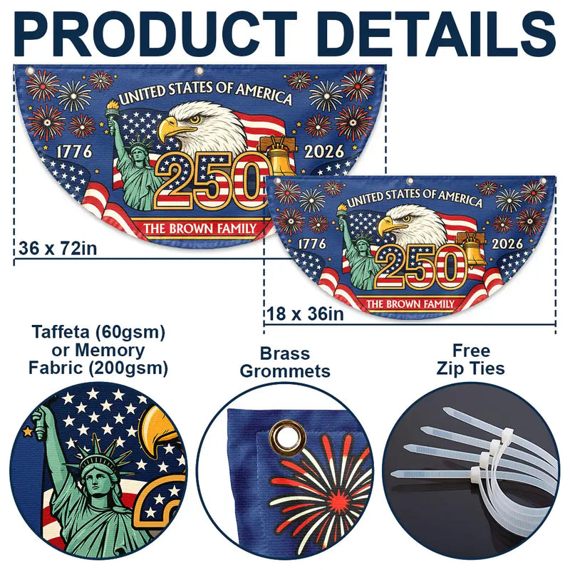 Independence Day,America 250th,Family,Gift For Sibling,Gift For Grandparents,Parents,Gift For Yourself,Proud - America 250th Anniversary Family - Personalized Non-Pleated Fan Flag