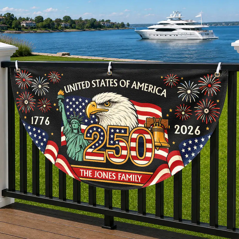 Independence Day,America 250th,Family,Gift For Sibling,Gift For Grandparents,Parents,Gift For Yourself,Proud - America 250th Anniversary Family - Personalized Non-Pleated Fan Flag