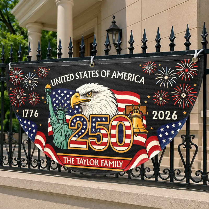 Independence Day,America 250th,Family,Gift For Sibling,Gift For Grandparents,Parents,Gift For Yourself,Proud - America 250th Anniversary Family - Personalized Non-Pleated Fan Flag