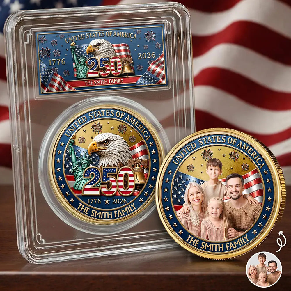 America 250th Anniversary Family Name - Personalized Commemorative Keepsake Coin